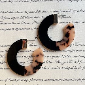 Acrylic color block hoop earrings